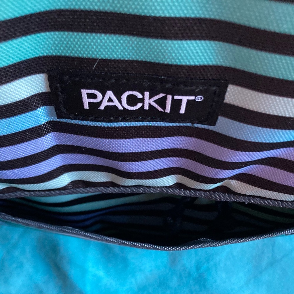 PACKIT Striped Insulated Lunch Bag Backpack- Blue, Green, Black NWT - Picture 11 of 12
